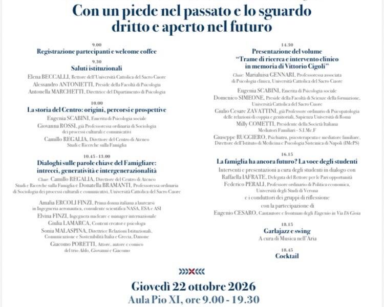Convegno per il 50° anniversario del Centro di Ateneo Studi e Ricerche sulla Famiglia